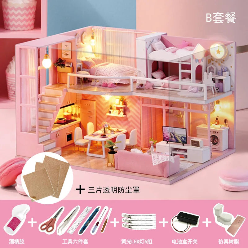 DIY Wooden Model Cottage Kit for Hand Assembly, 30 x 23.5 x 7 cm - image 10