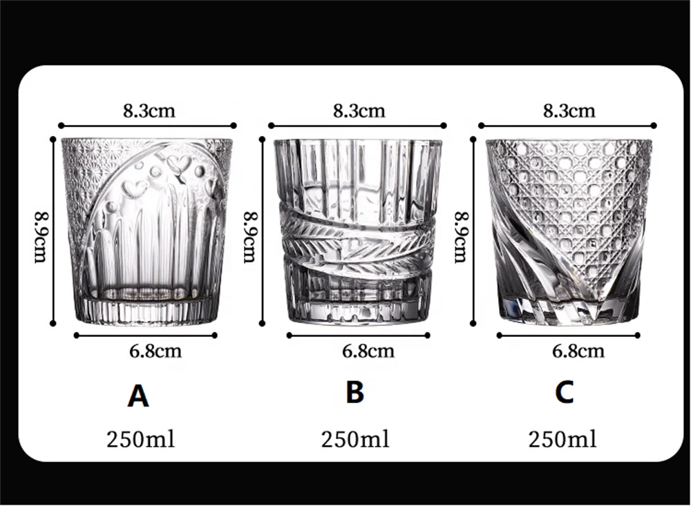 Old Fashioned Crystal Glasses Lead-Free Irregular Shot Glass Liquor Vodka Bourbon Whisky