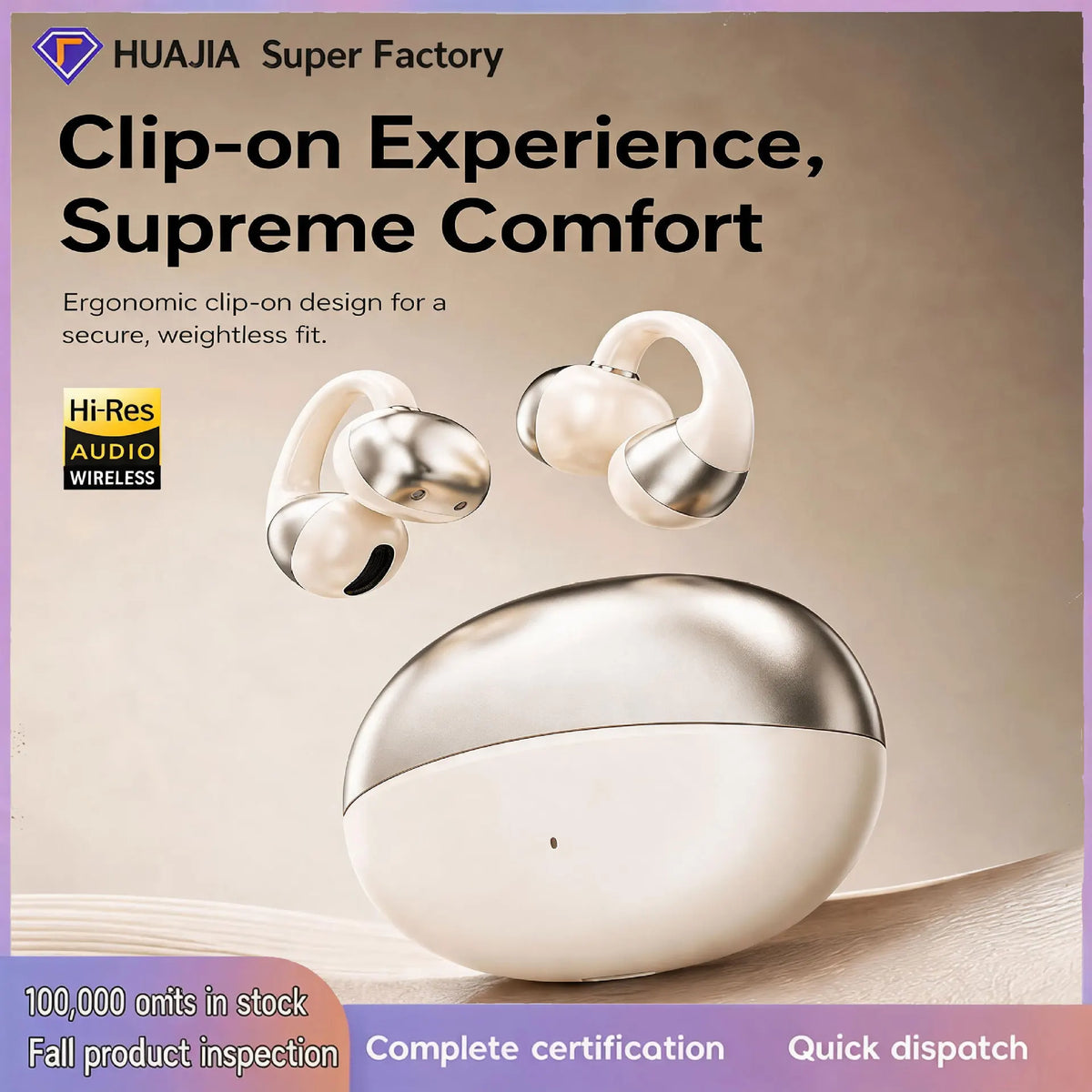 OpenEarRing Open-Ear Earbuds Hi-Res Audio Life Waterproof Long Playtime for 5.4