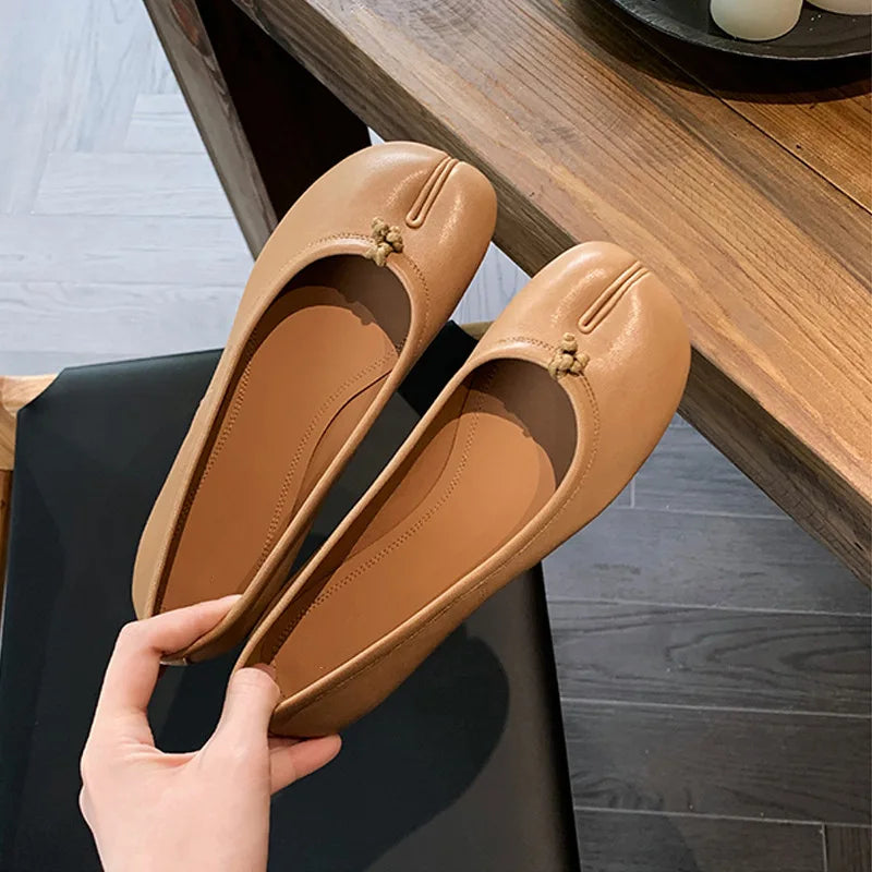 Low-Cut Microfiber Split-Toe Tabi Flats for Summer, EU 35–40