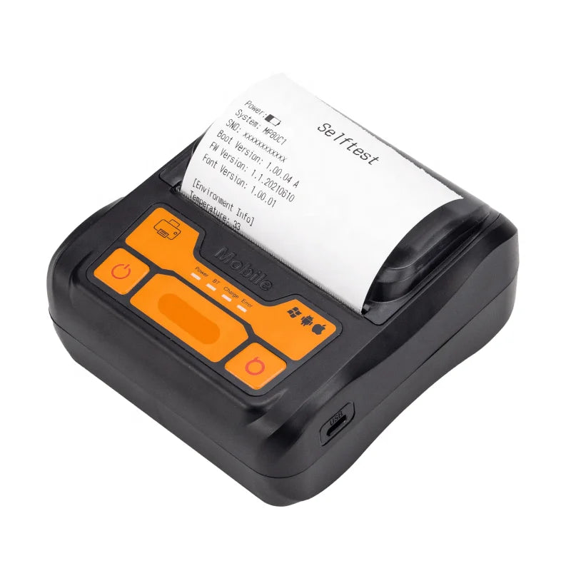 Portable Barcode and Receipt Printer, Bluetooth and USB, 2000mAh