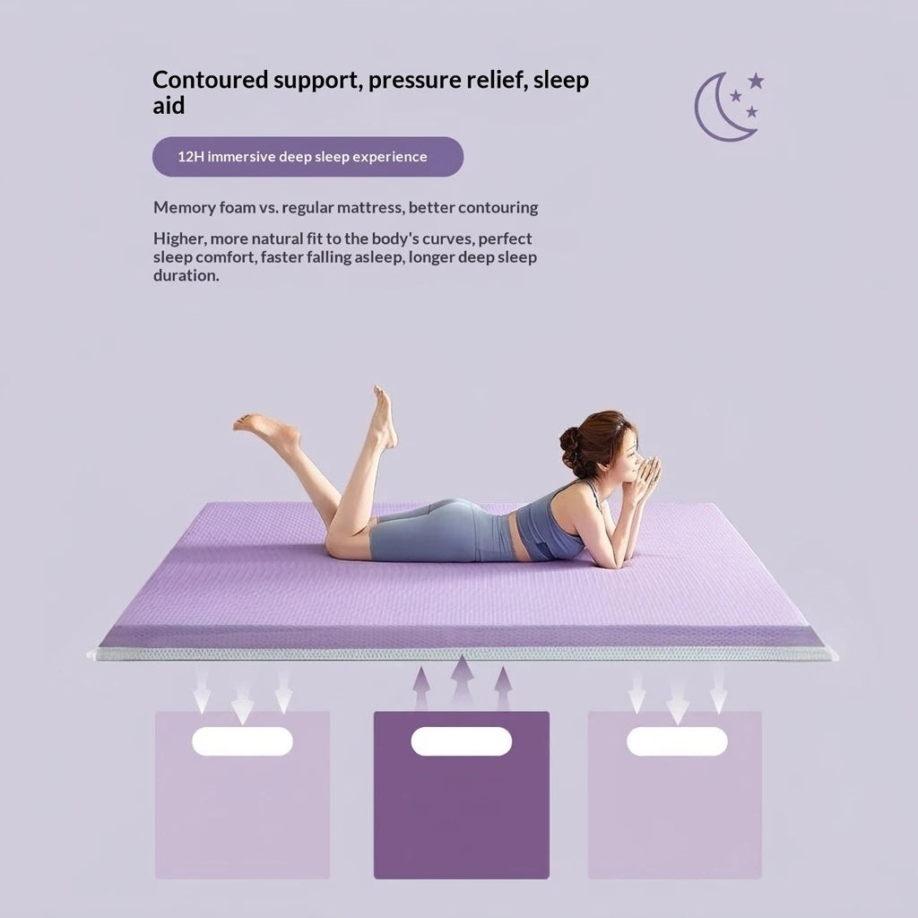 Twin Size Memory Foam Mattress Pads for Pressure Relief Tatami Mat Sleeping Pad Foldable