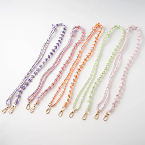 Adjustable Four-leaf Clover Phone Lanyard Hand-Woven Crossbody Camera Strap Colorful