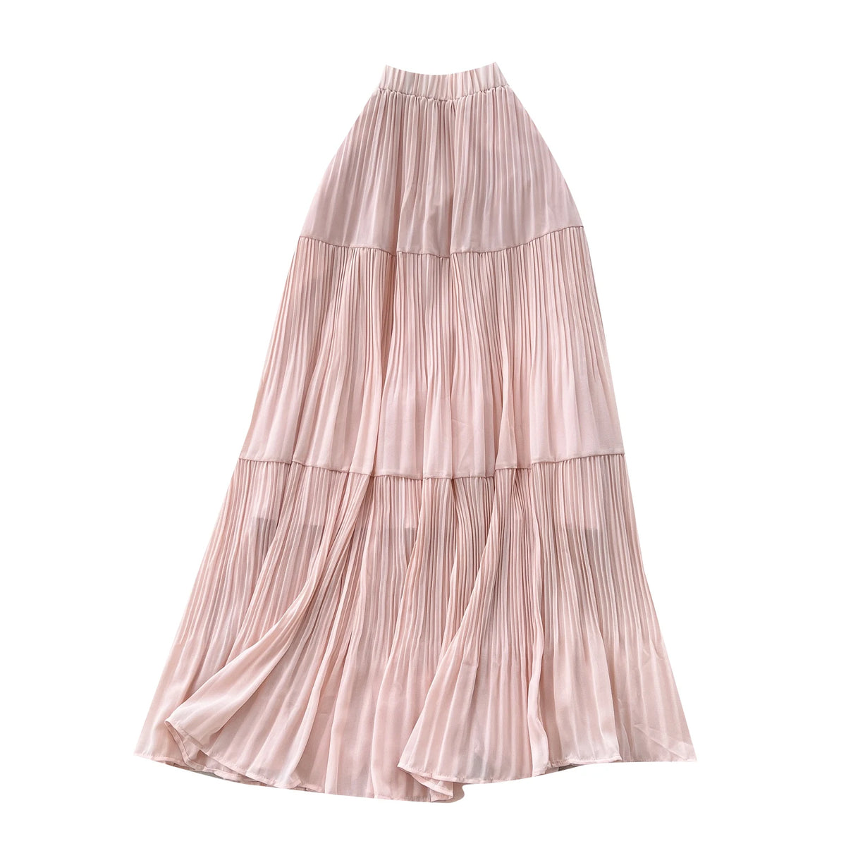 High-Waist Draped Pleated Maxi Skirt for Summer, Free Size - image 5