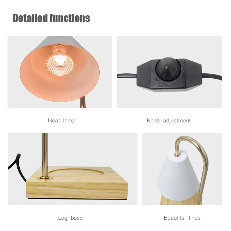 Luxury Dimmable Wood Base Electric Candle Warmer Lamp for Bedroom Study Home Decor