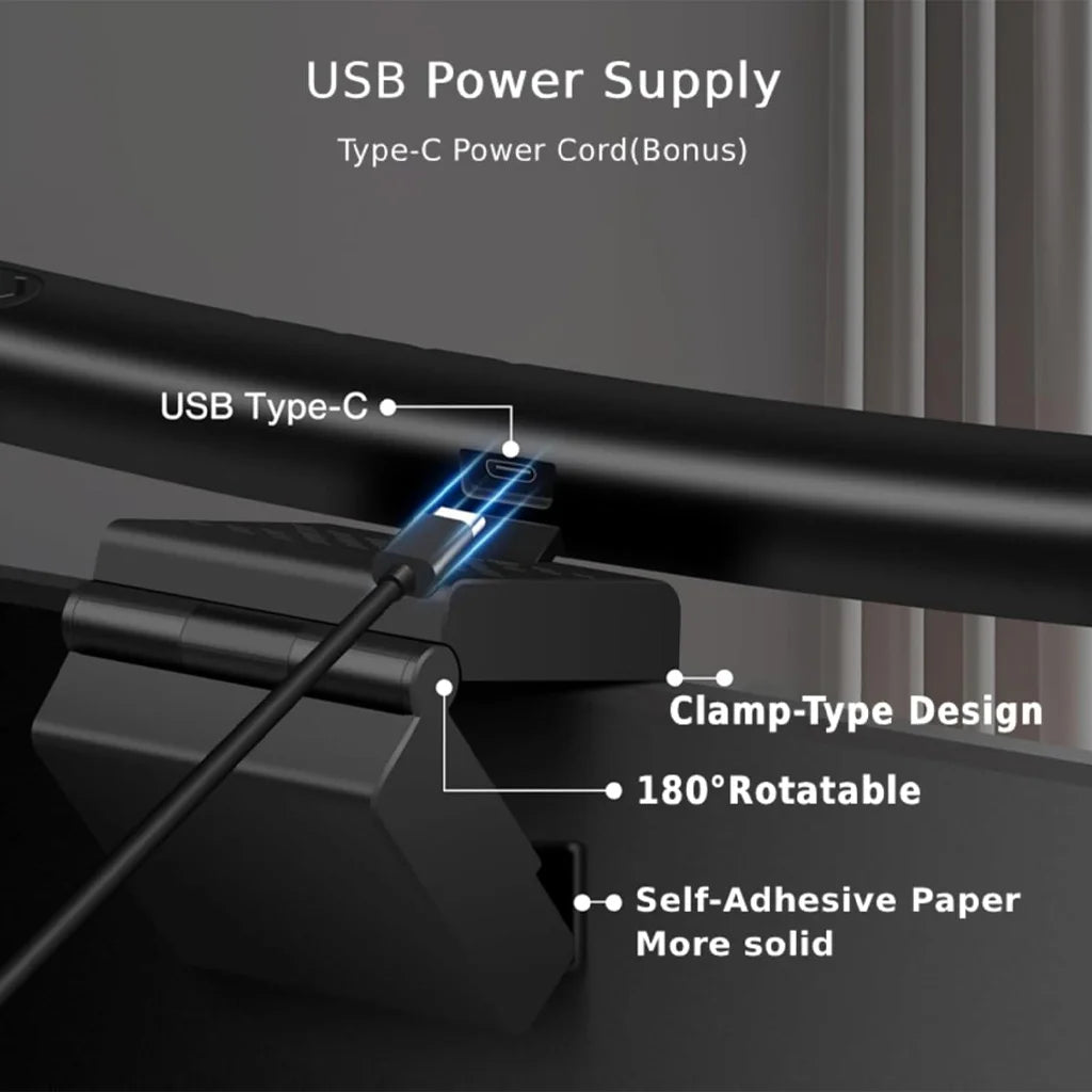 Curved Monitor Light Bar with Touch Timer, 2900K-6200K, USB-C - image 3