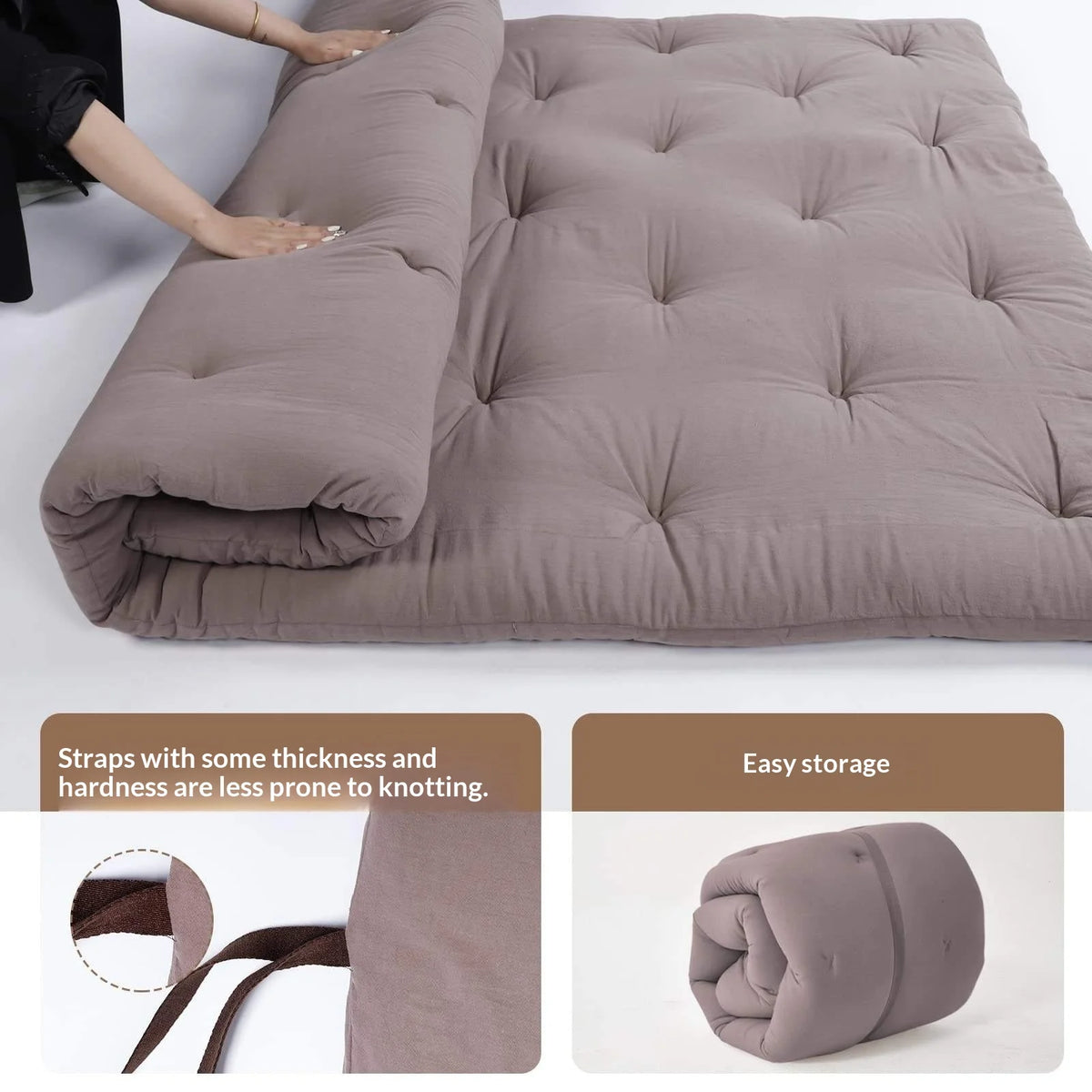 Foldable Soft Hybrid Tatami Sleeping Mat Cotton Japanese Floor Zabuton Mattress 7.62cm