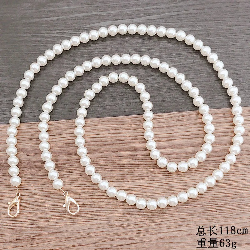 Elegant Lady Style Pearl Metal DIY Crossbody Phone Chain Anti-lost Beaded Shoulder Strap
