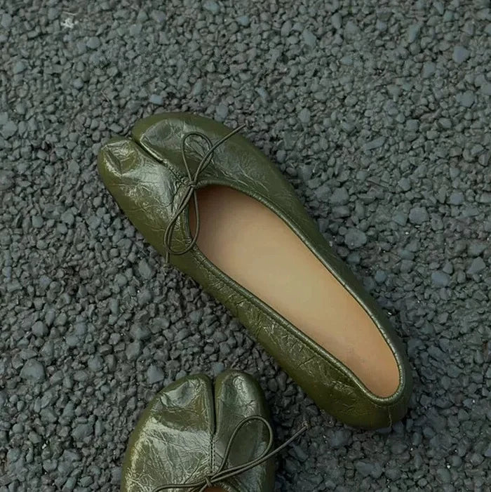 Genuine Leather Retro Split-Toe Tabi Ballet Flats, EU 35–40 - image 5