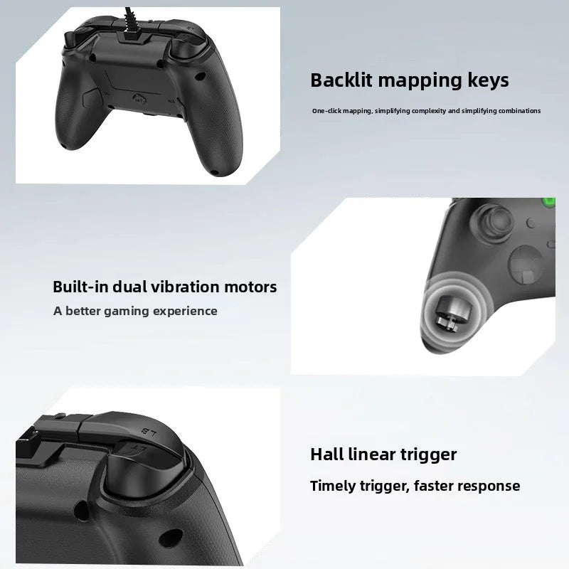 Wired Controller Hall Effect Joysticks &Triggers Gamepad with Turbo T-A102L Dual