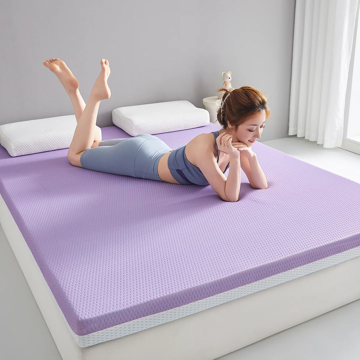 Roll-Up Gel Memory Foam Mattress Pad, 50 mm, Knitted Cotton Cover