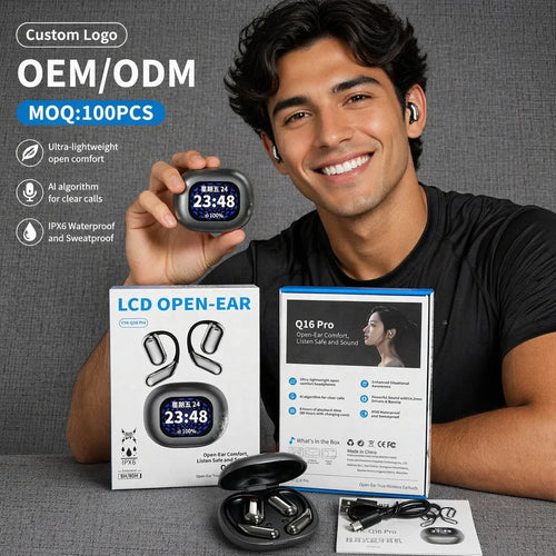 Earbuds Q16 PRO Real-Time Hi-Fi Sound LED Smart Screen Open-Ear IPX5 Waterproof Two-Way