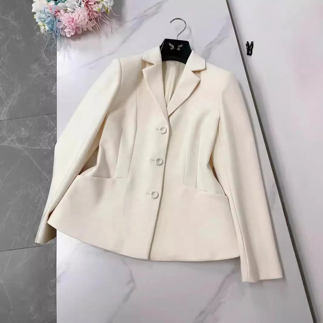 Luxury Fashion 3D Tailoring Cinching Commute Elegant Cropped Jacket Blazers Ladies Blazer