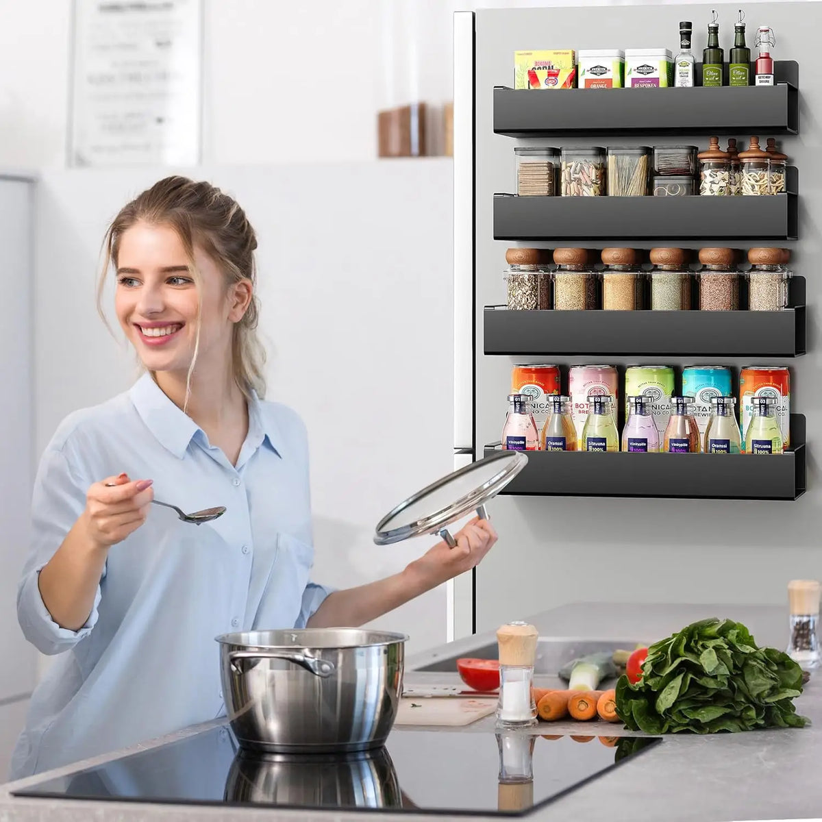 3-Tier Movable Magnetic Iron Spice Racks for Fridge, 6-Pack - image 6