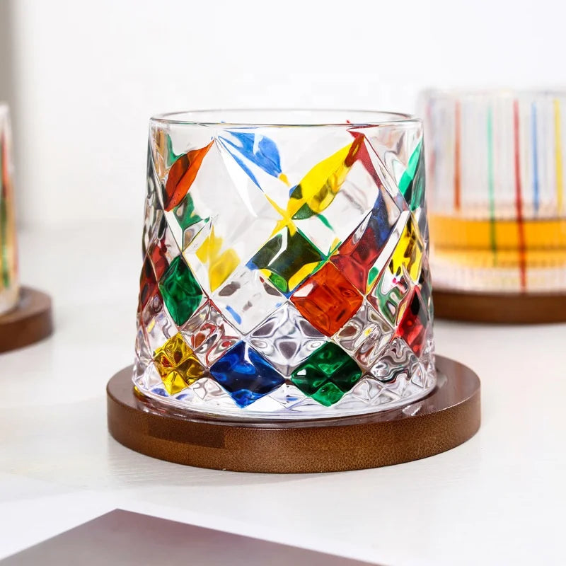 270 ml Colorful Spinning Whiskey Glass, Optional Wooden Base - image 4