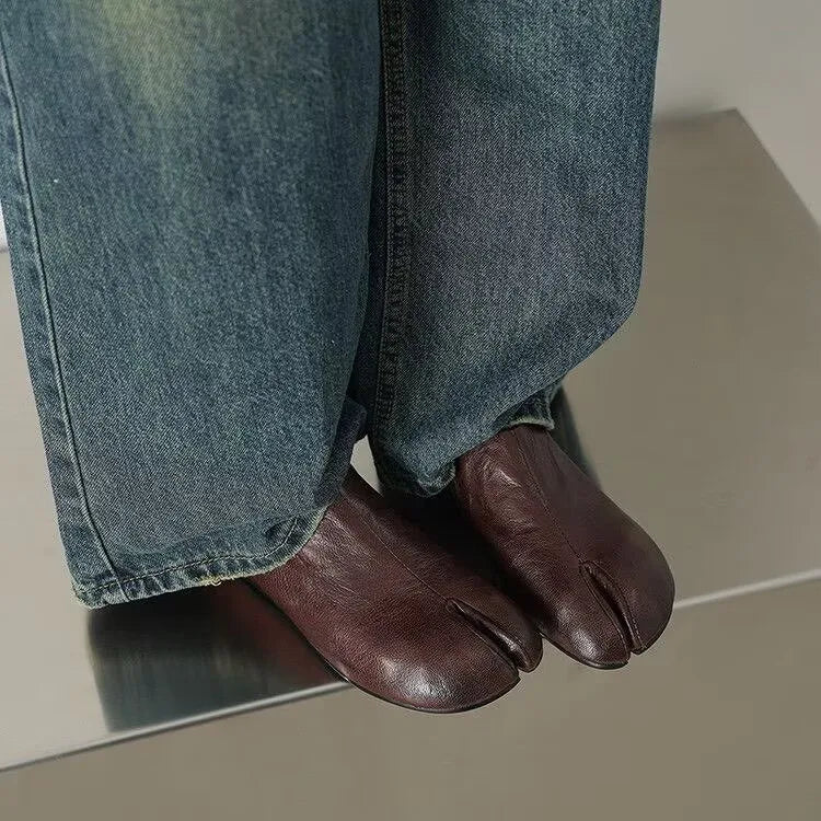 Japanese-Style Split-Toe Tabi Flats, Soft PU Slip-On, EU 35–42 - image 2