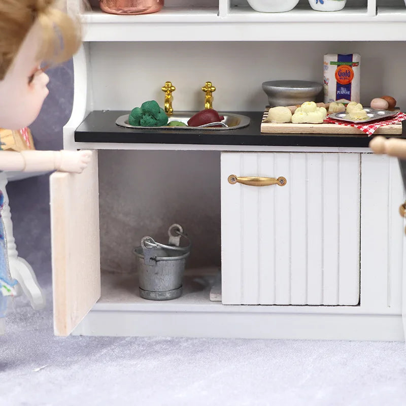 1/12 Scale Wooden Dollhouse Accessories Miniature Wooden Furniture Cabinet Dining Room