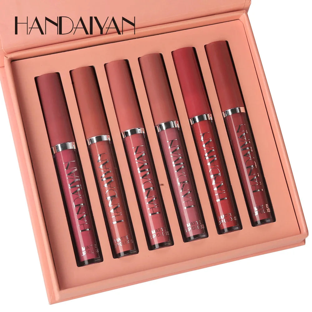 Matte Lip Glaze Set, 6 Shades, Beeswax Gel Tint, Non-Stick Cup - image 4
