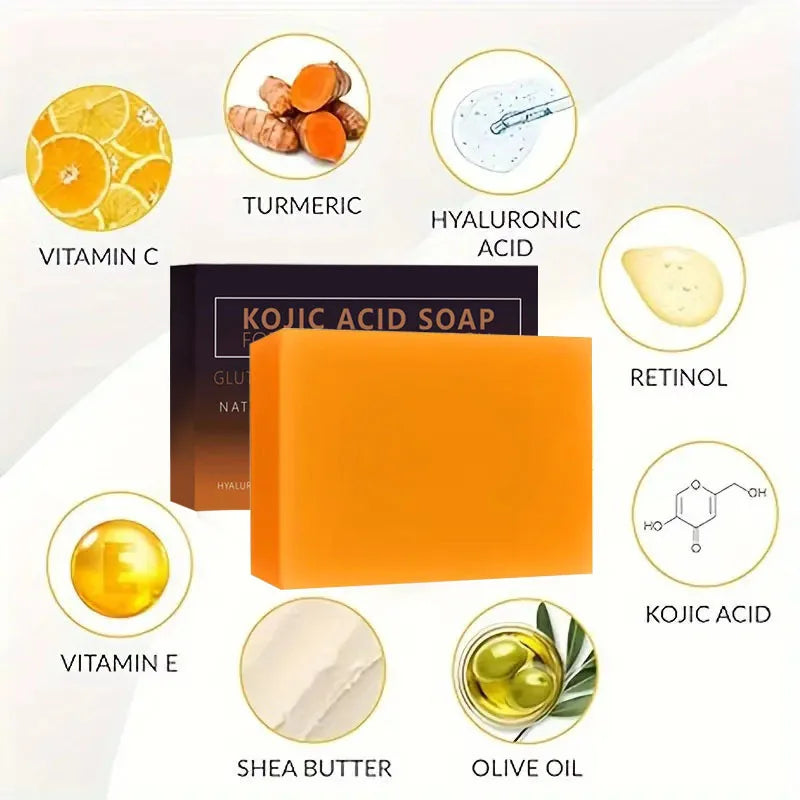 Handmade Turmeric and Kojic Acid Bar Soap with African Net Sponge - image 3