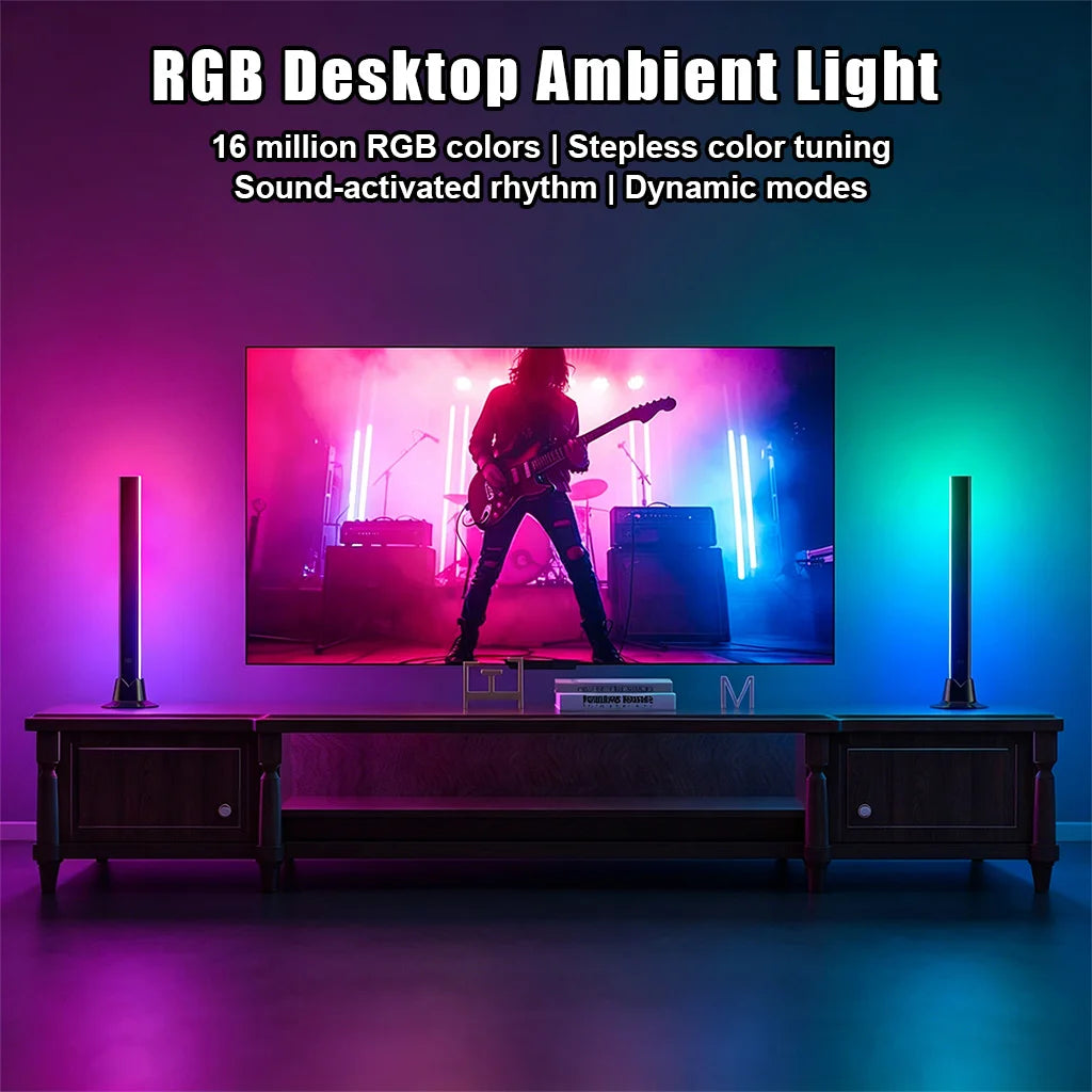 RGBIC Ambient Light Bar with Music Sync and Sound Reactive Rhythm for TV and Monitor