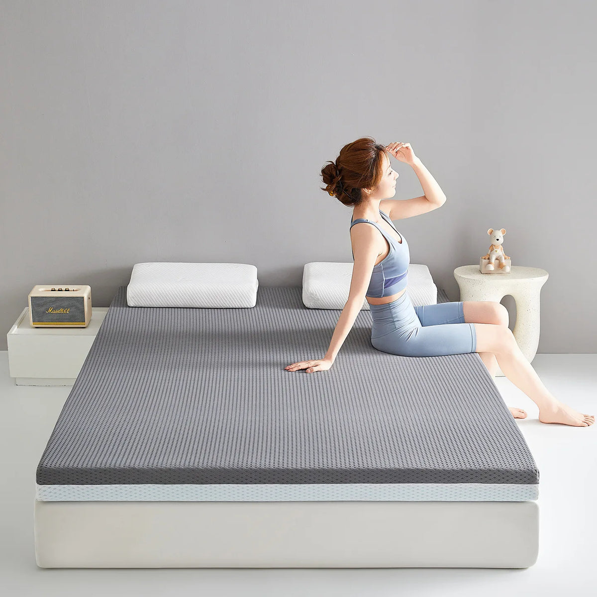 Roll-Up Gel Memory Foam Mattress Pad, 50 mm, Knitted Cotton Cover