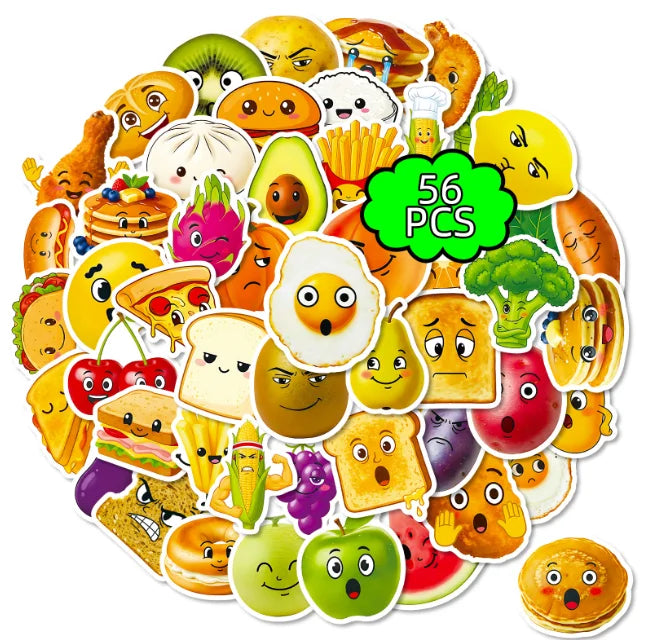 New 56pcs Fruit Vegetable Food Personalized DIY Stickers Kids Funny Planner Phone