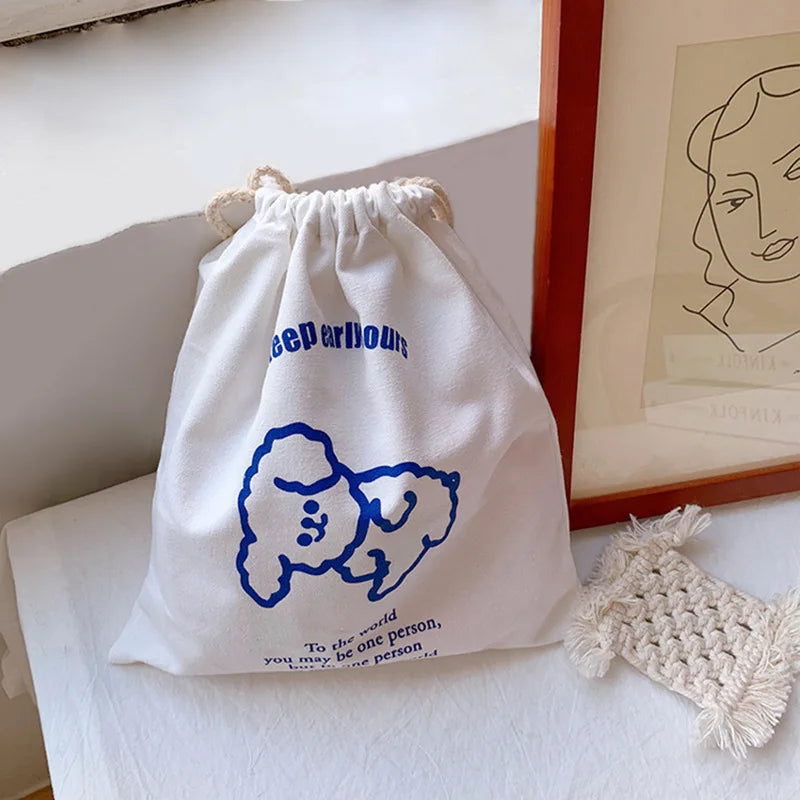 White Canvas Drawstring Dust Bag for Shoes and Handbags, 80 g - image 5