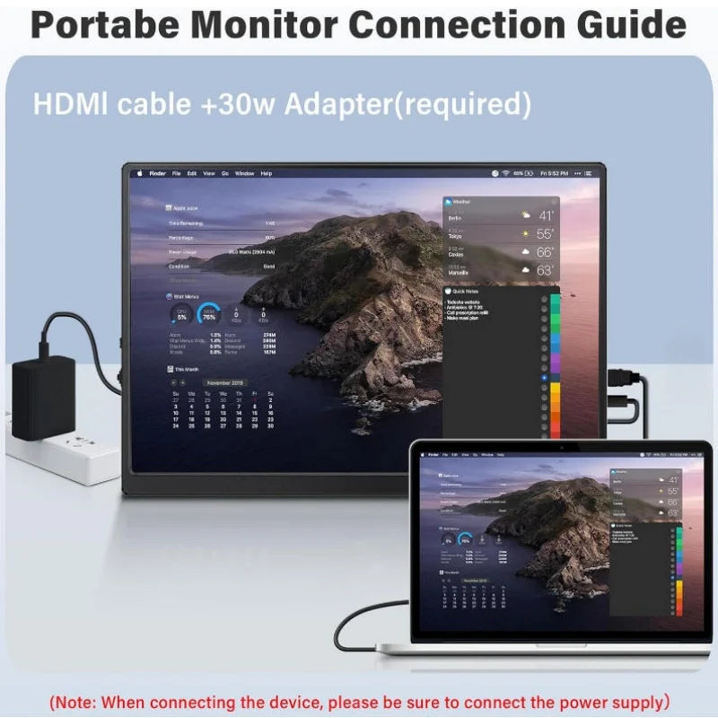 10.5 Inch Portable Monitor 1920x1280 FHD IPS Screen HDR Speaker Laptop Extender Display