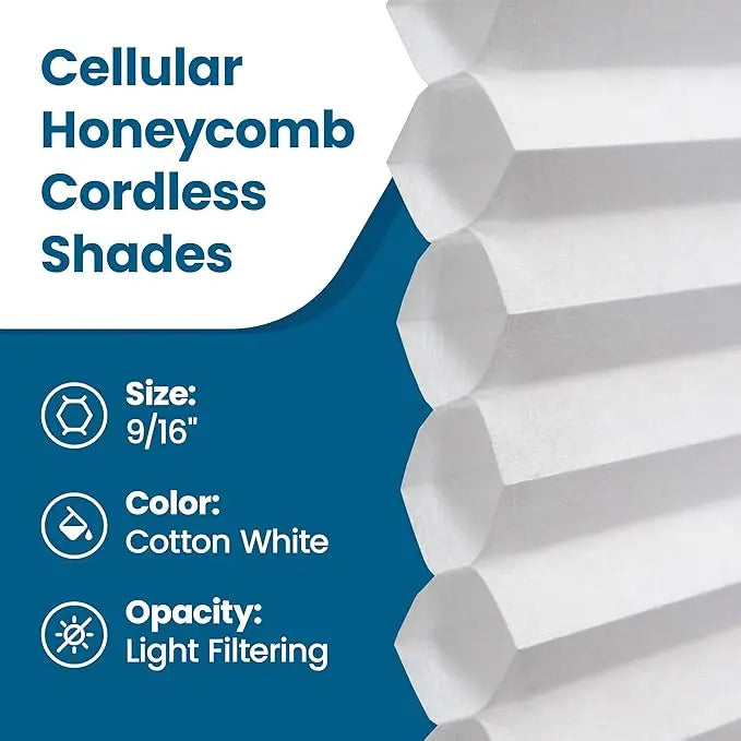 Self-Adhesive Cordless Cellular Pleated Shades, 60 x 150 cm - image 3