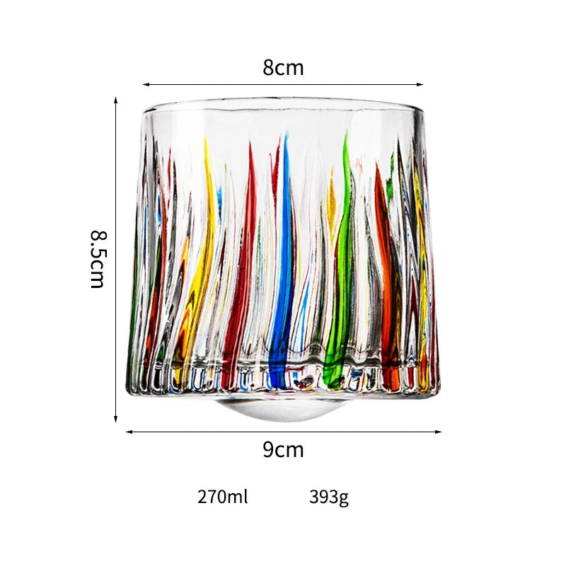 270 ml Colorful Spinning Whiskey Glass, Optional Wooden Base - image 7