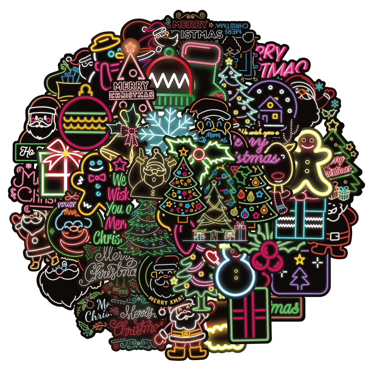 Neon Graffiti Waterproof Vinyl Stickers for Laptops, 50 Pcs