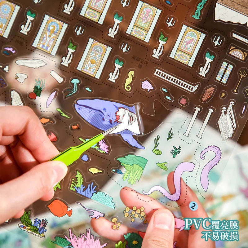 4 Sheets Per Pack of Decorative Stickers Fairy-tale Themed Designs Fun DIY Stress-relief