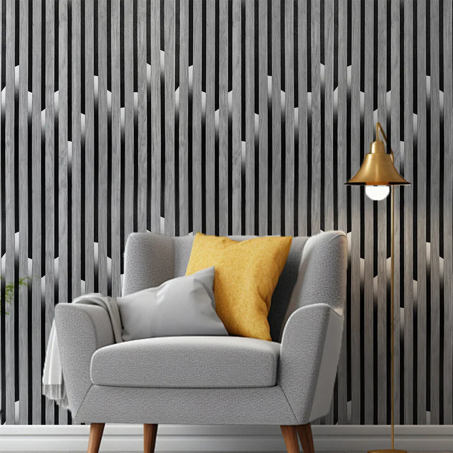 Faux Wood Grain Grille Self-Adhesive Wall Panel, 45 cm x 5 m, 3 mm - image 3