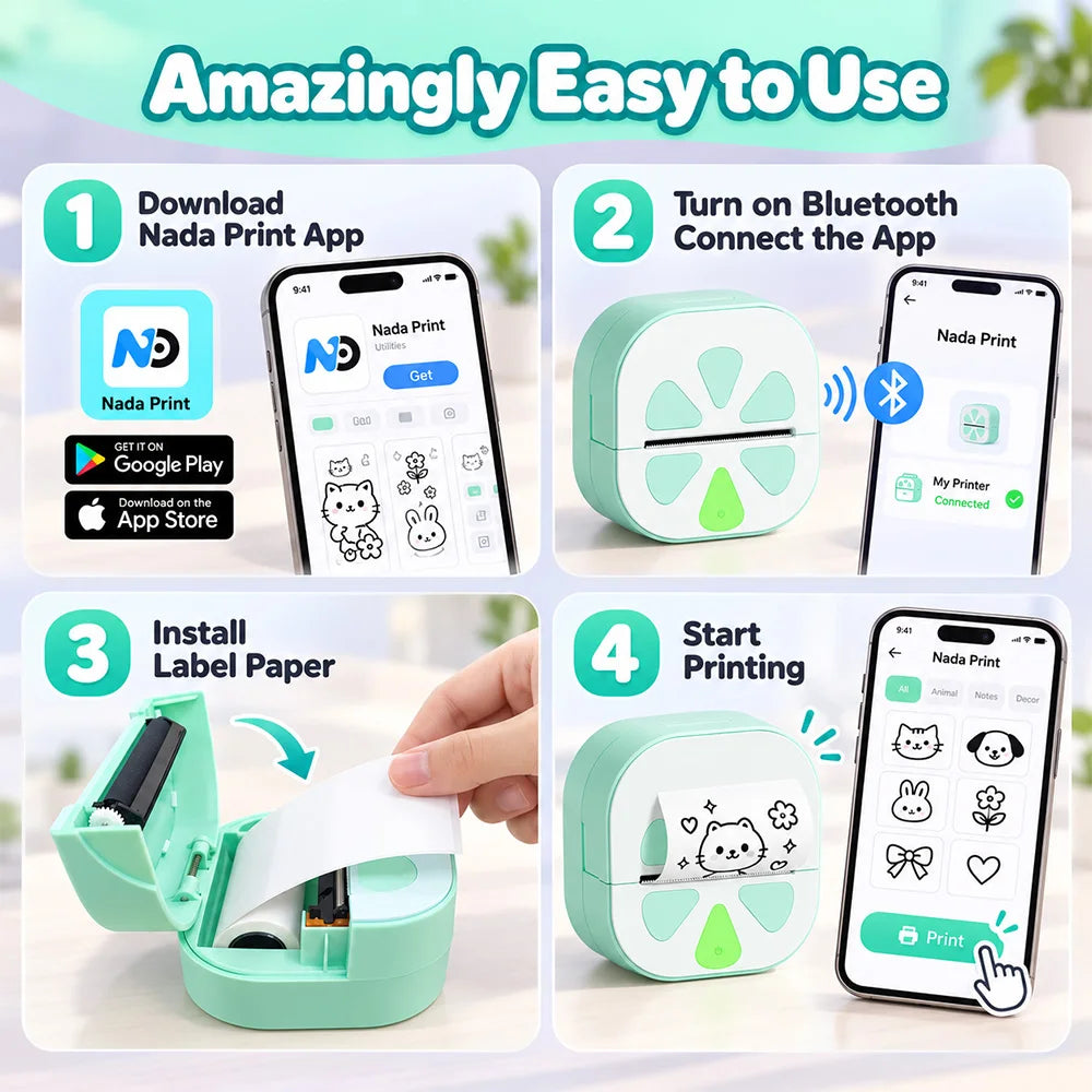 Inkless Bluetooth Label Printer for Home Organizing, 1300mAh Battery - image 6