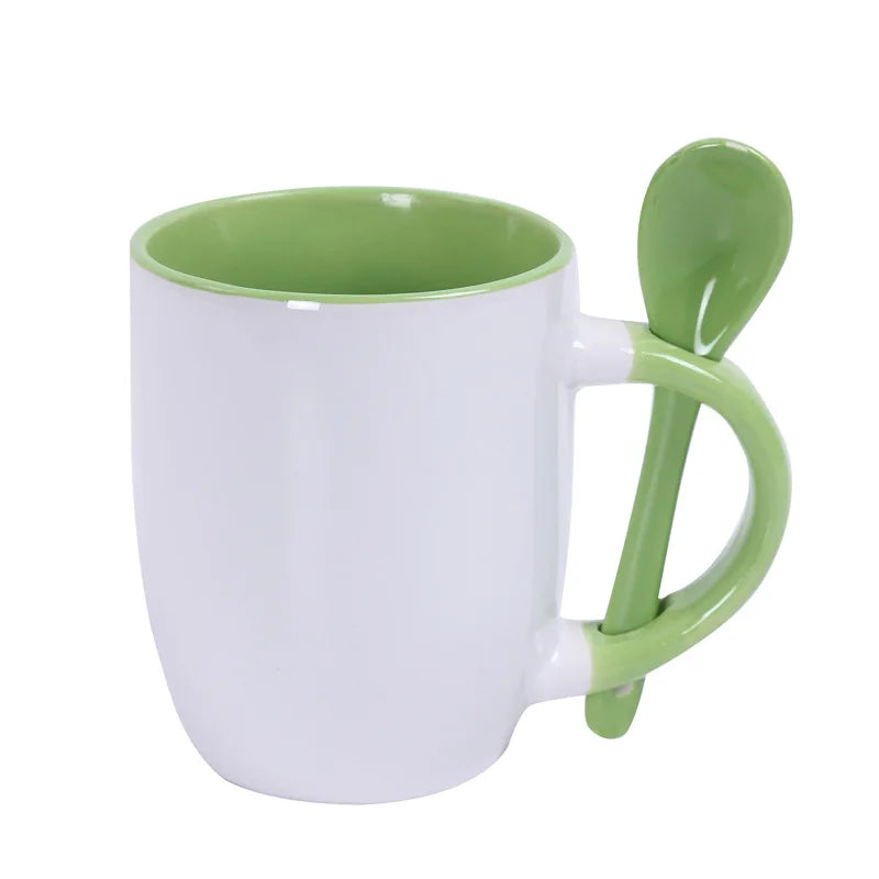 Colored 11 oz Ceramic Sublimation Blank Coffee Mug with Spoon - image 10