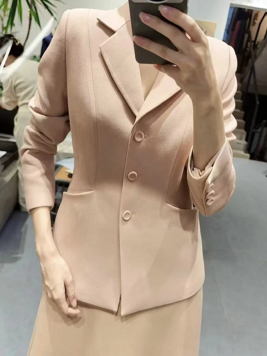 Luxury Fashion 3D Tailoring Cinching Commute Elegant Cropped Jacket Blazers Ladies Blazer