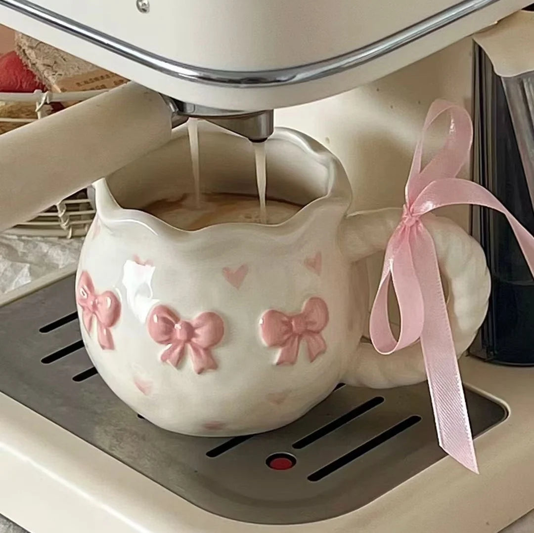 Handmade Ceramic Bow Mug with Irregular Shape, 350 ml - image 10