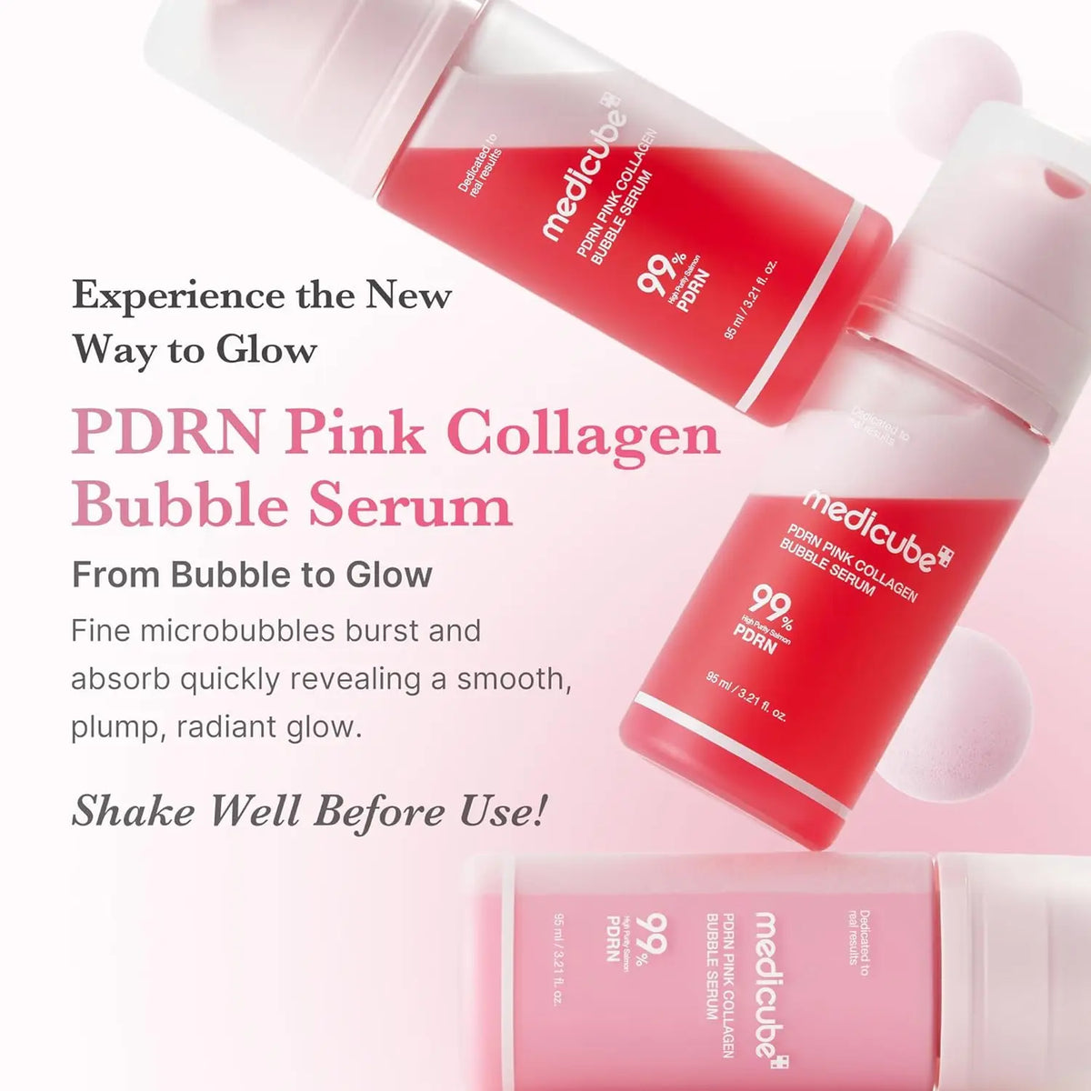 Pink PDRN Collagen Bubble Serum for Face and Body, Vitamin C and E - image 4