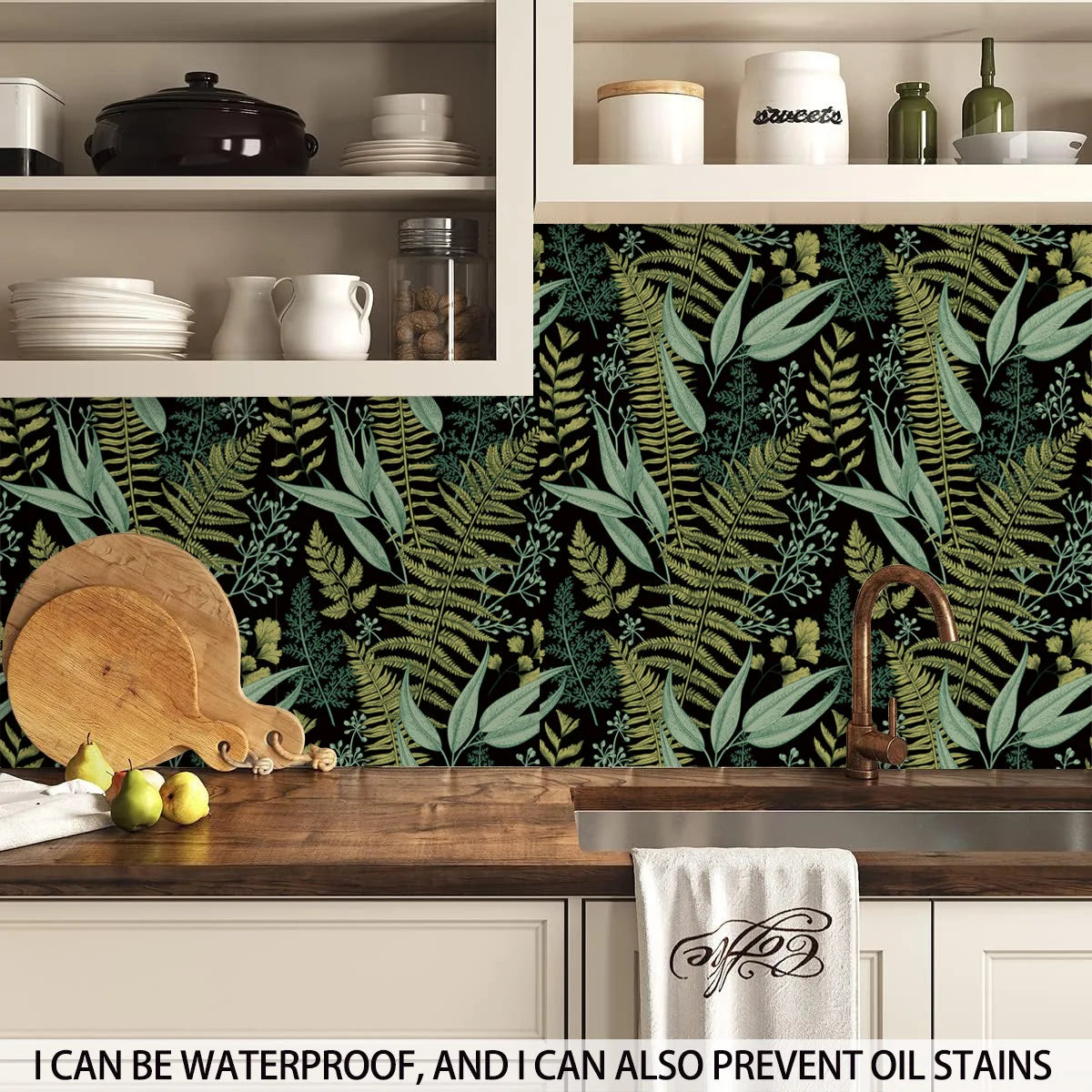 Wild Leaf Pattern Self-Adhesive PVC Wall Sticker, Waterproof - image 3