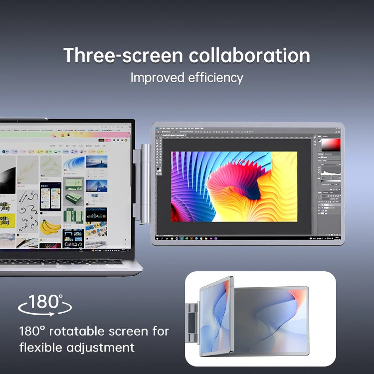 Dual 14" 1080p Laptop Screen Extender with Kickstand, 100% sRGB - image 4