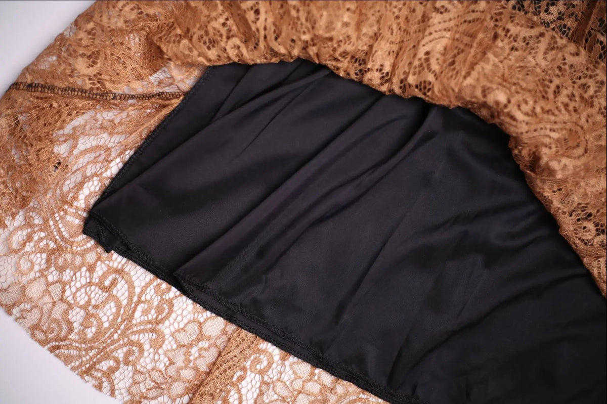 French-Style Lace Patchwork Pleated Wrap Skirt, Floor-Length - image 6
