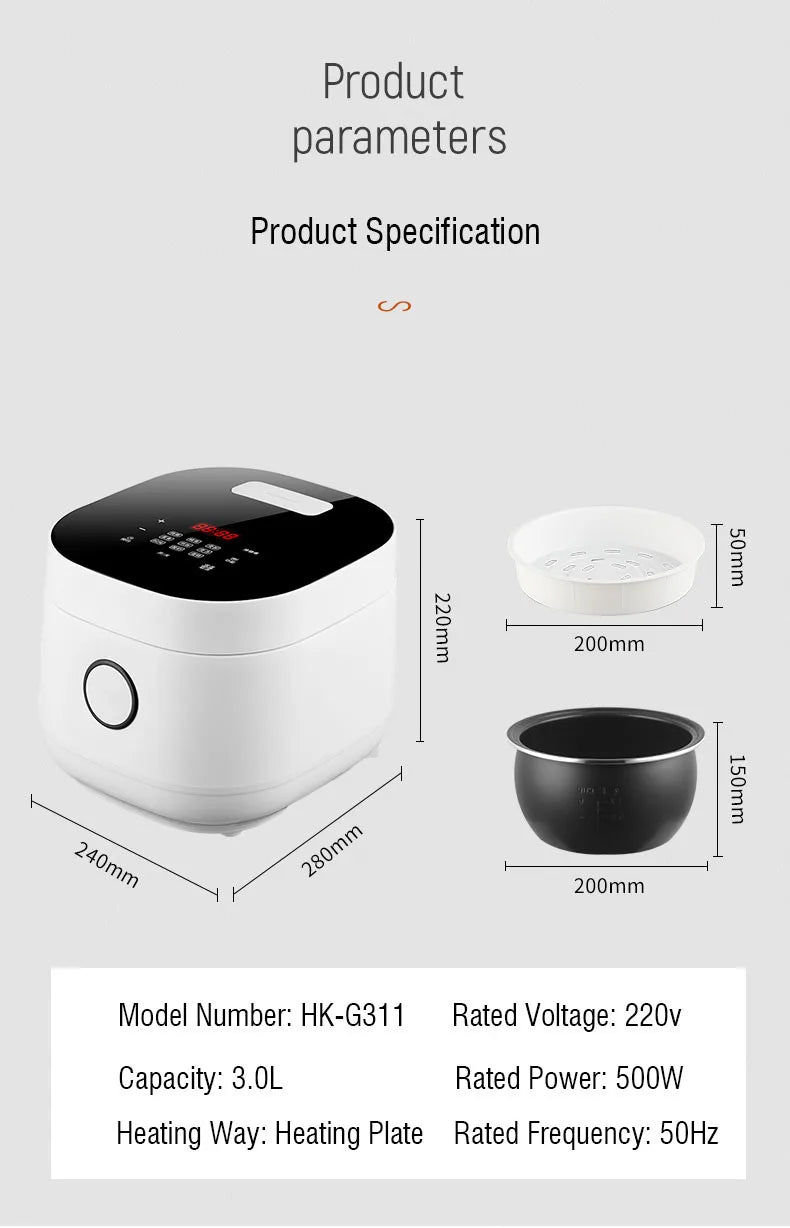 3L Square Smart Multi Cooker with LED Display and Non-Stick Pot - image 4