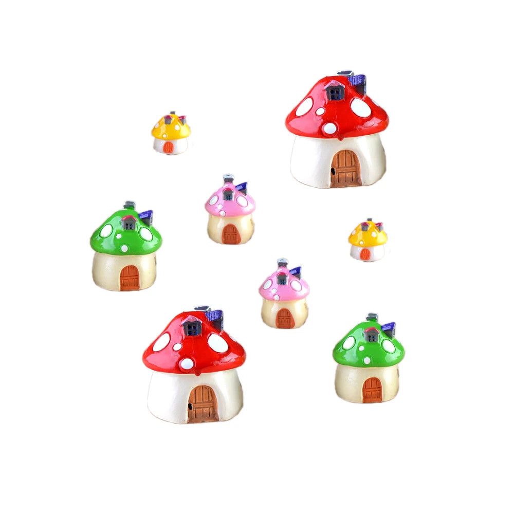 Fairy Garden Mushroom House Cute 4 Sizes DIY Resin Doll House Decoration Miniature Micro