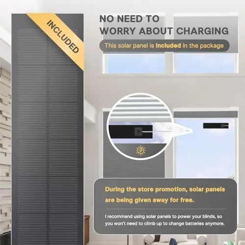 Motorized Blackout Cellular Shades, Battery and Solar, No Drill - image 5