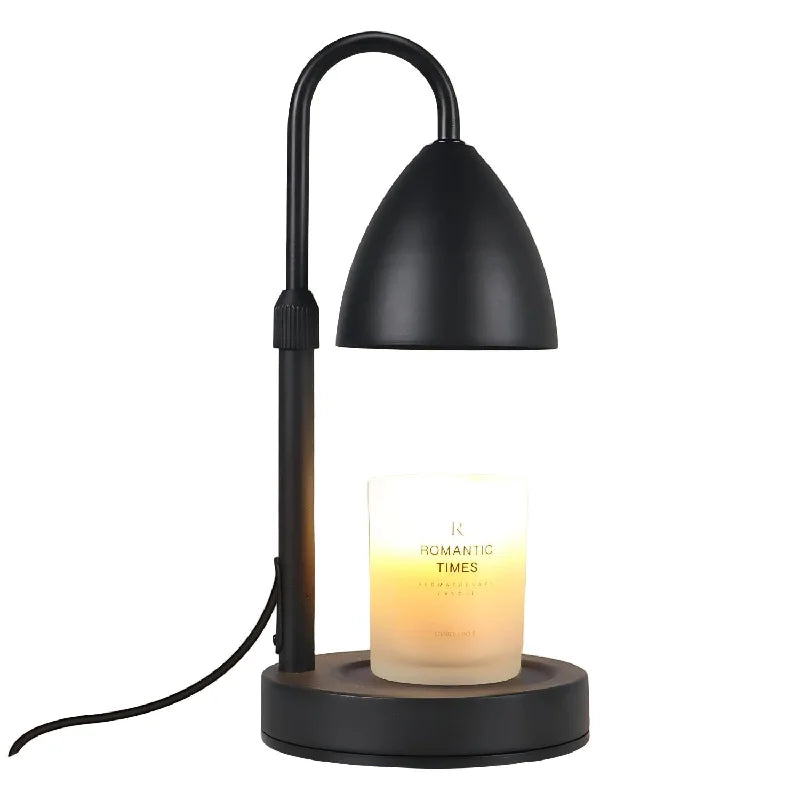 Height-Adjustable Metal and Wood Candle Warmer Lamp with Timer, Dimmer