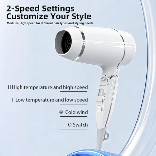 Folding Compact Portable Hair Dryer Hot/Cold Air Switch Overheat Protection DC Motor-for