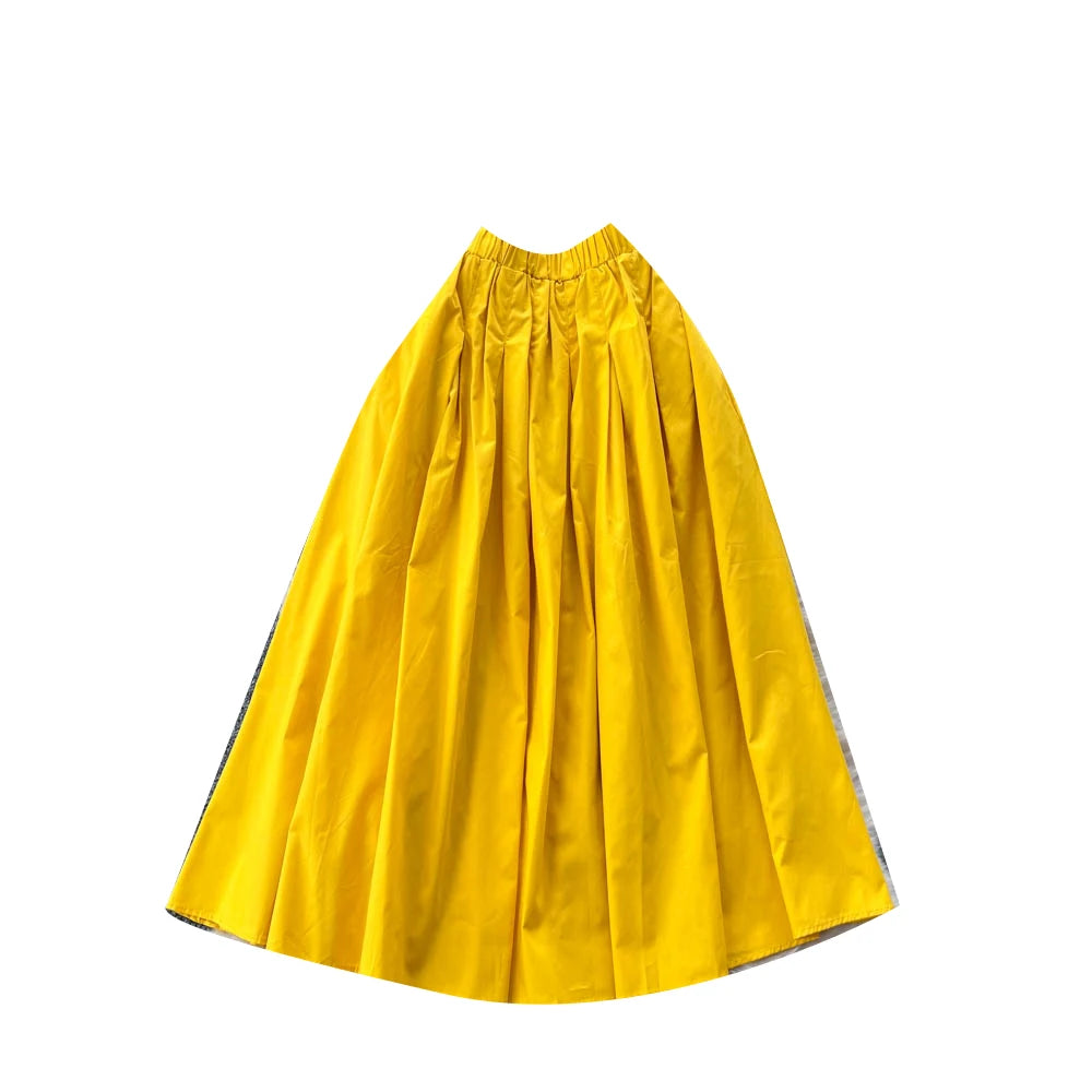 Yellow Draped Straight Maxi Skirt with Pleats, Sizes S–XL - image 5
