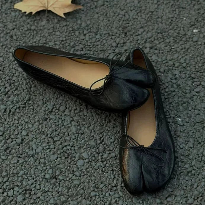 Genuine Leather Retro Split-Toe Tabi Ballet Flats, EU 35–40 - image 2