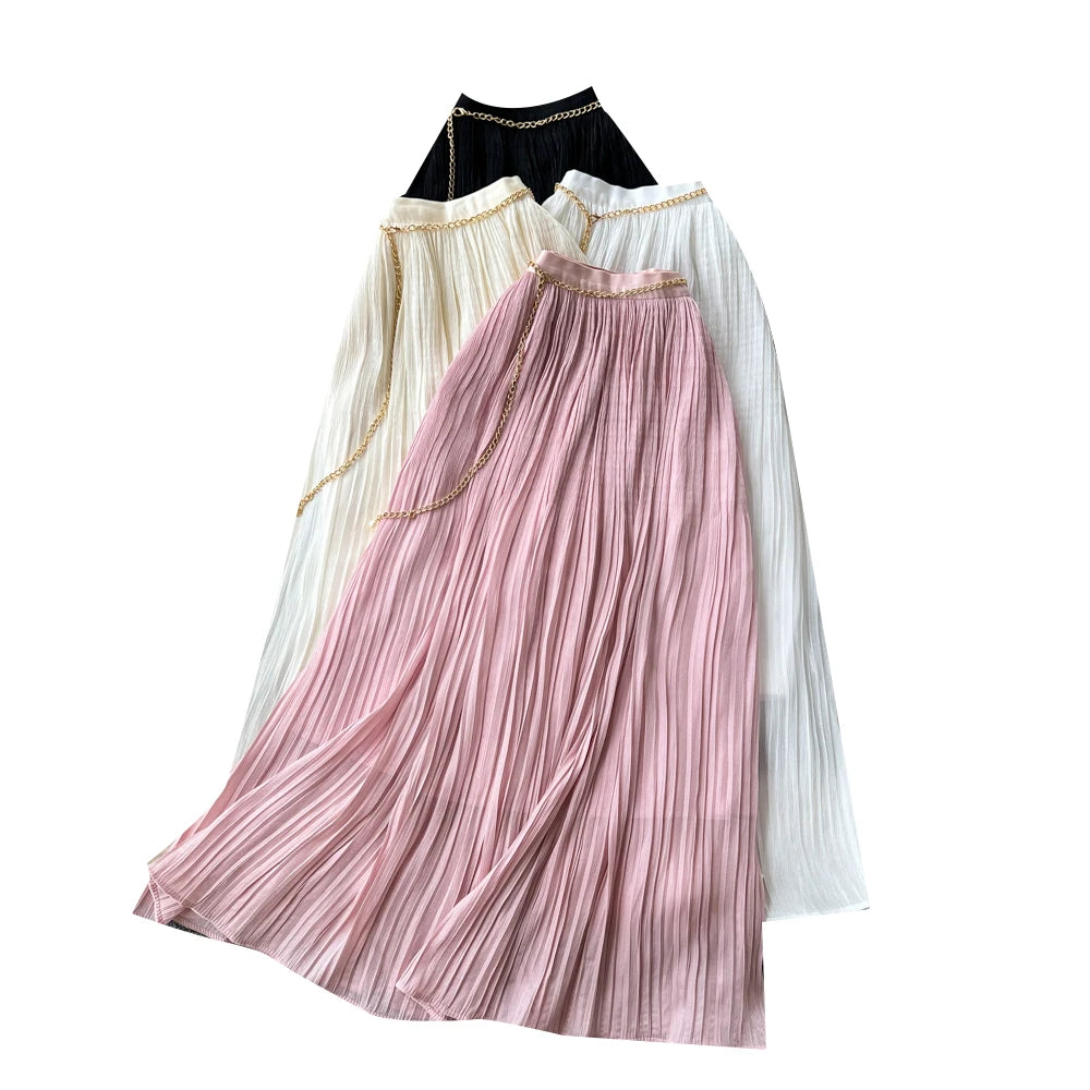 Spring Draped Straight Skirt Women Casual Skirts for Girls Clothes Women