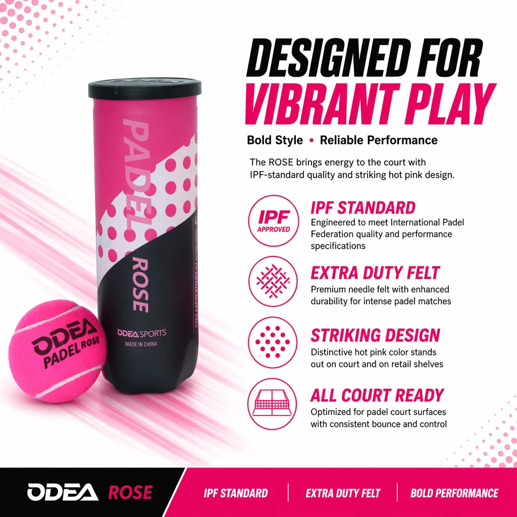 Pink Padel Ball with 45% Wool Over Rubber, 65 mm, Recreational Play - image 3